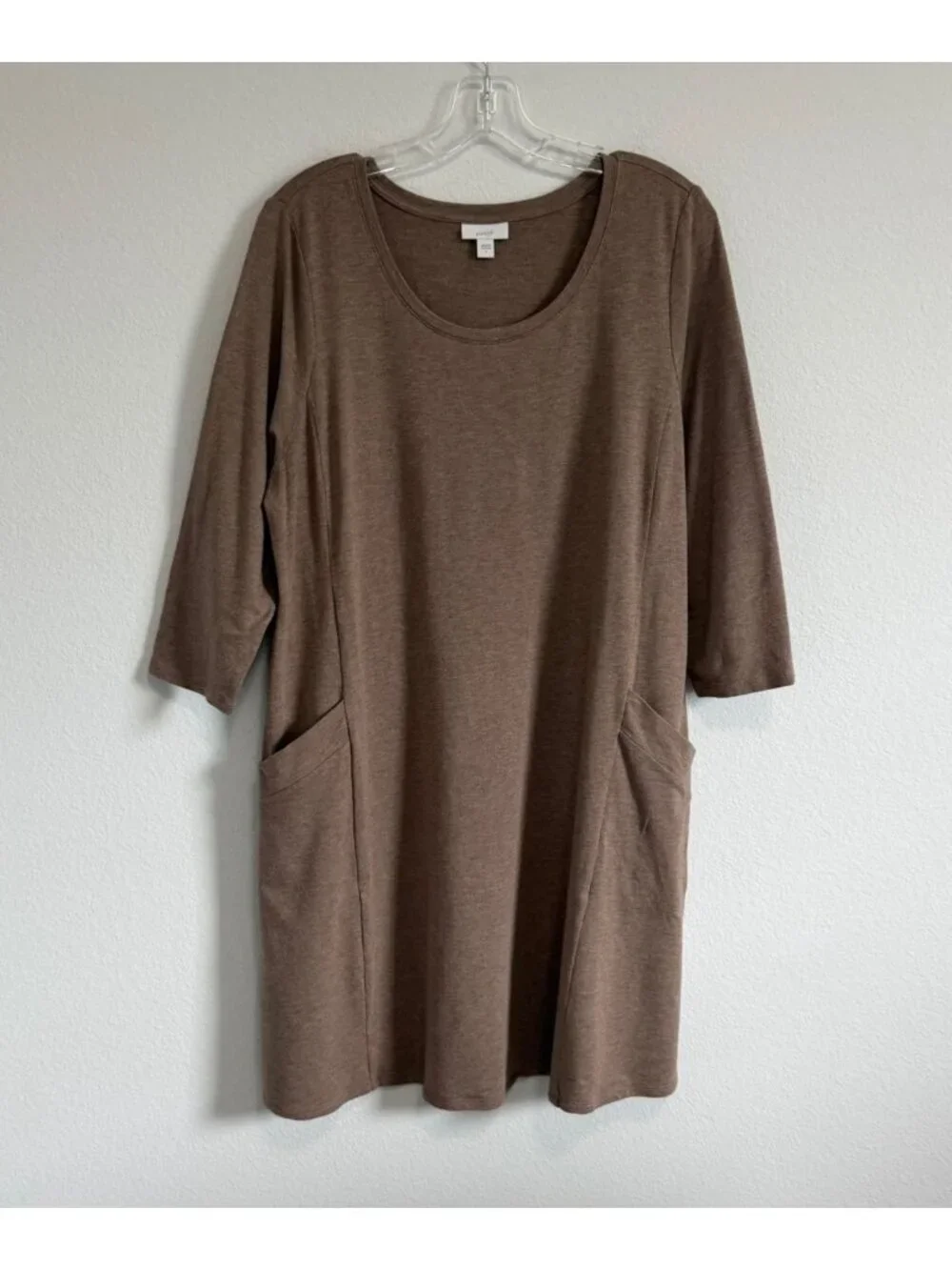 J. Jill Purejill 3/4 Sleeve Scoop Neck Stretch Pima Cotton Lagenlook Dress Size